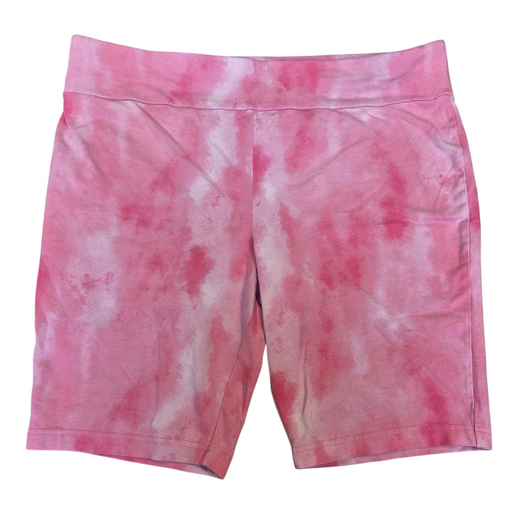 Terra & Sky Pink Tie Dye Bike Shorts Womens 2X 20W-22W Stretch Cotton Jersey